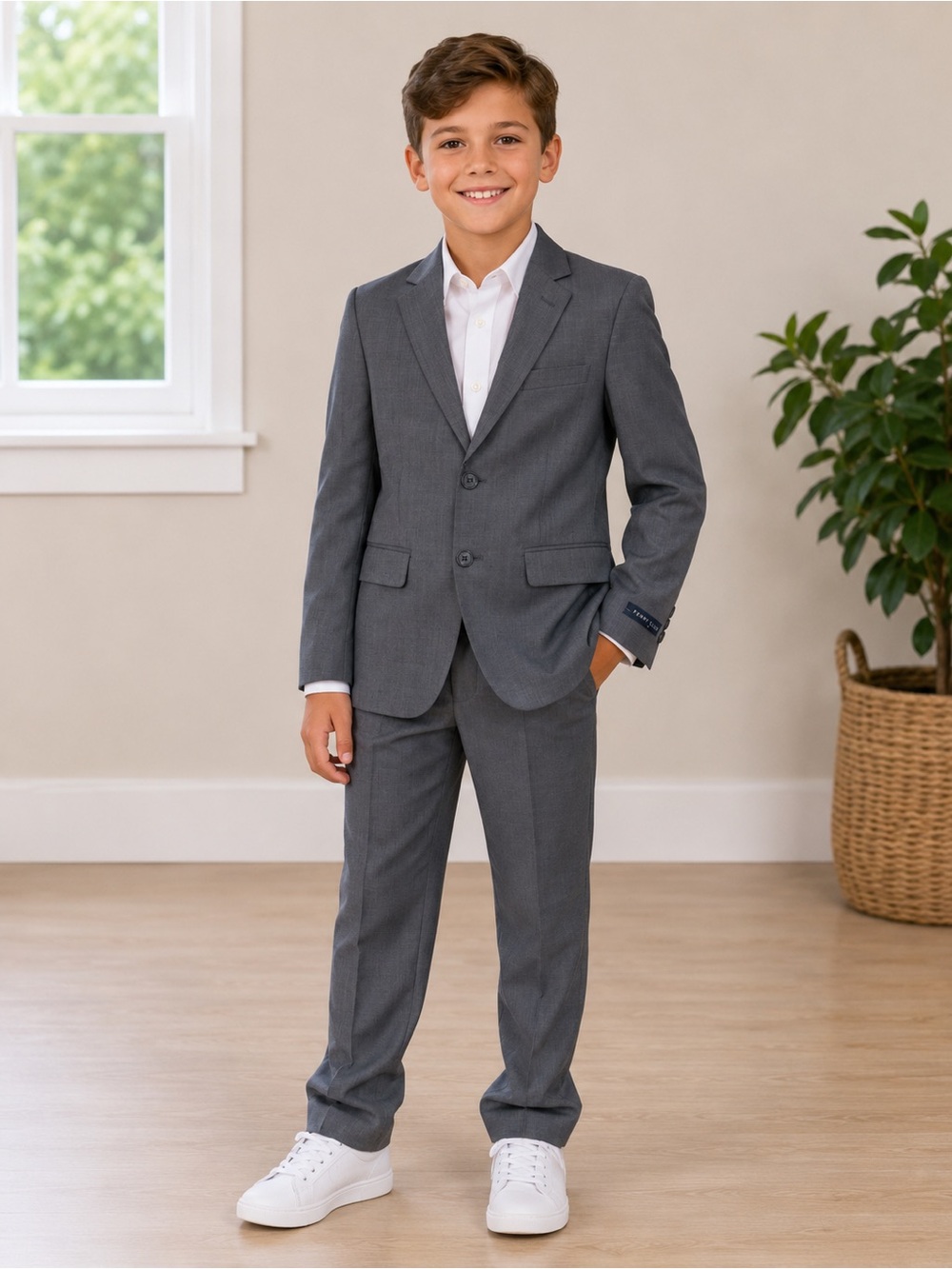 Perry Ellis • nwt Boys Gray Two-Button Jacket & Vest